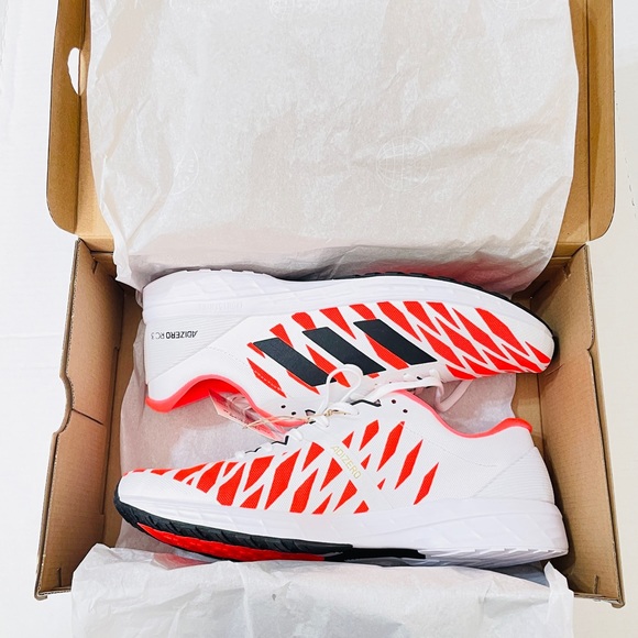 Adidas Adizero RC 3 Tokyo running shoes solar red white FY4084 NWOB Size 12 Men - Picture 2 of 9